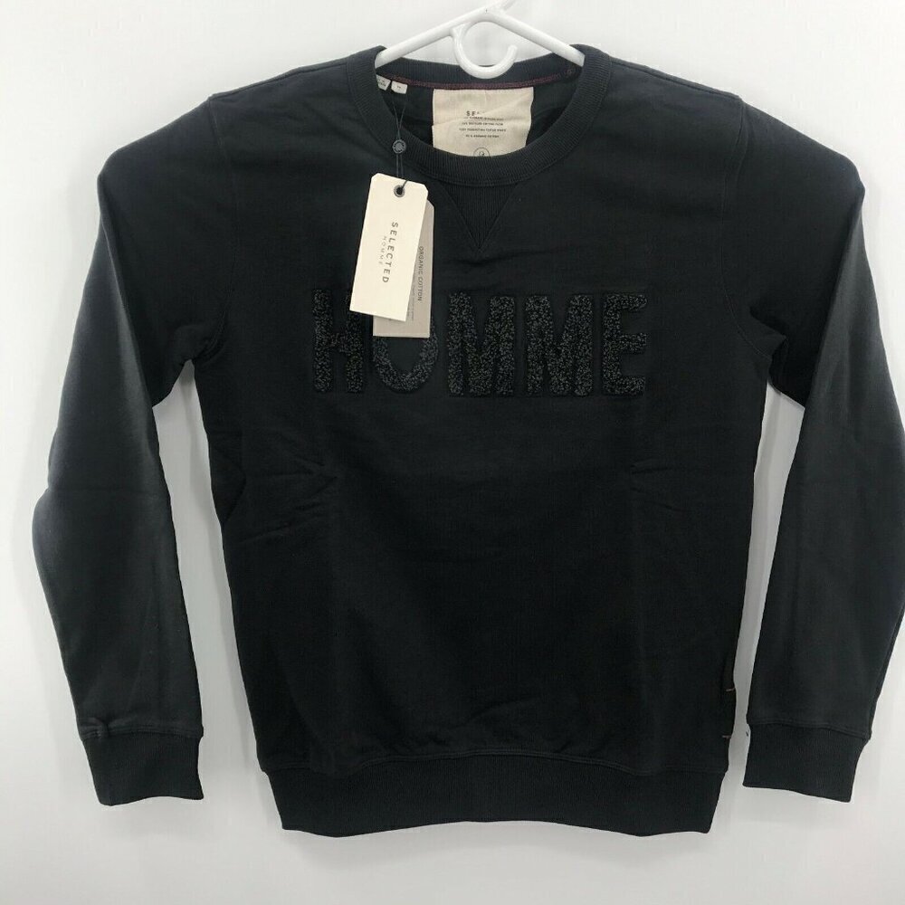 Selected Homme Mens Long Sleeves Comfort Pullover Black Sweatshirt Size Medium